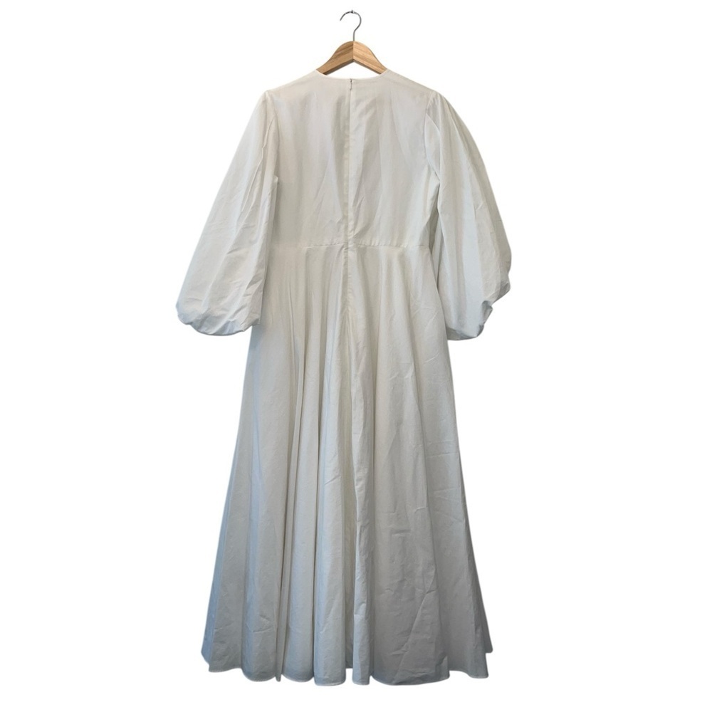 Roksanda White Midi Dress Cotton Poplin Puff Sleeve Bridal 10 Summer Casual  🟡 - Picture 4 of 16